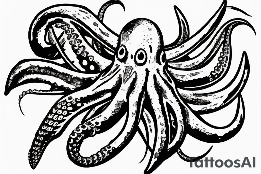 Comic book spawns fighting 
 killer squid tattoo idea