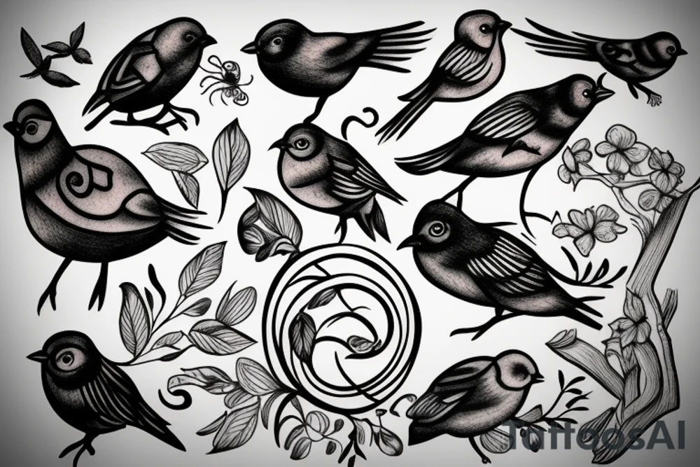 Sketched bird tattoo idea