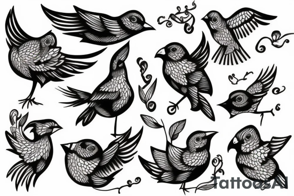 Sketched bird tattoo idea
