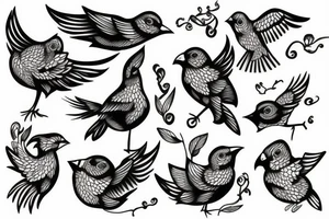 Sketched bird tattoo idea