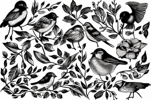 Sketched bird tattoo idea