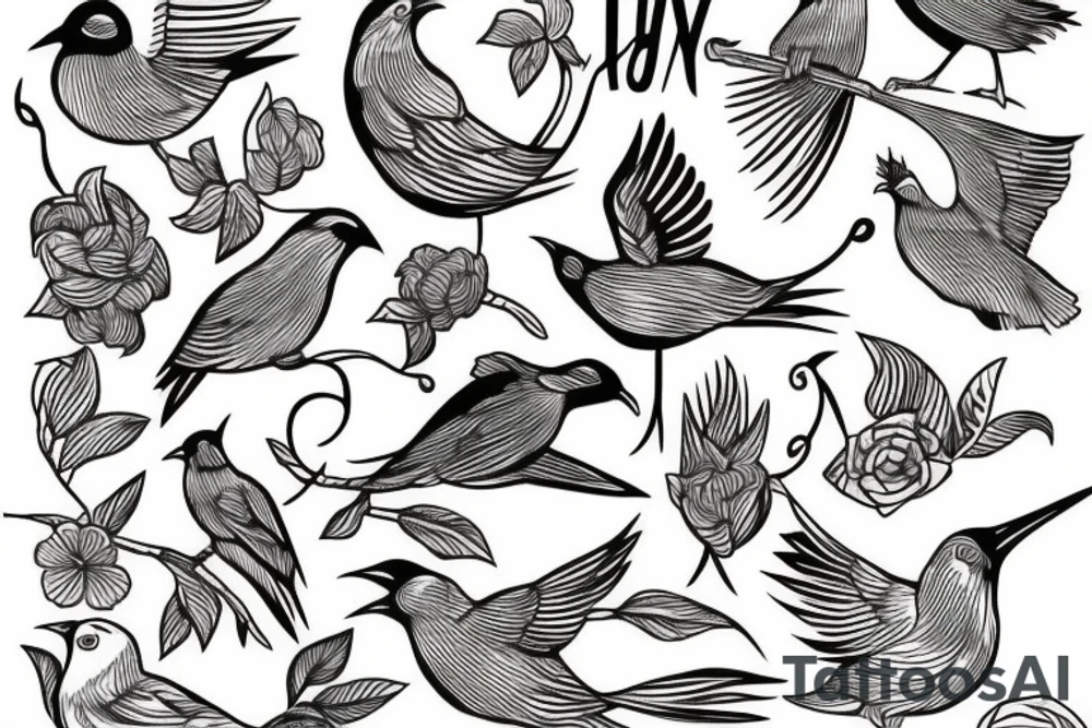 Sketched bird tattoo idea