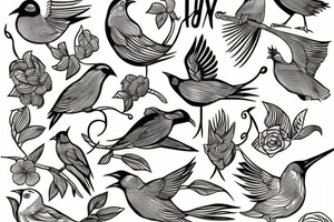 Sketched bird tattoo idea