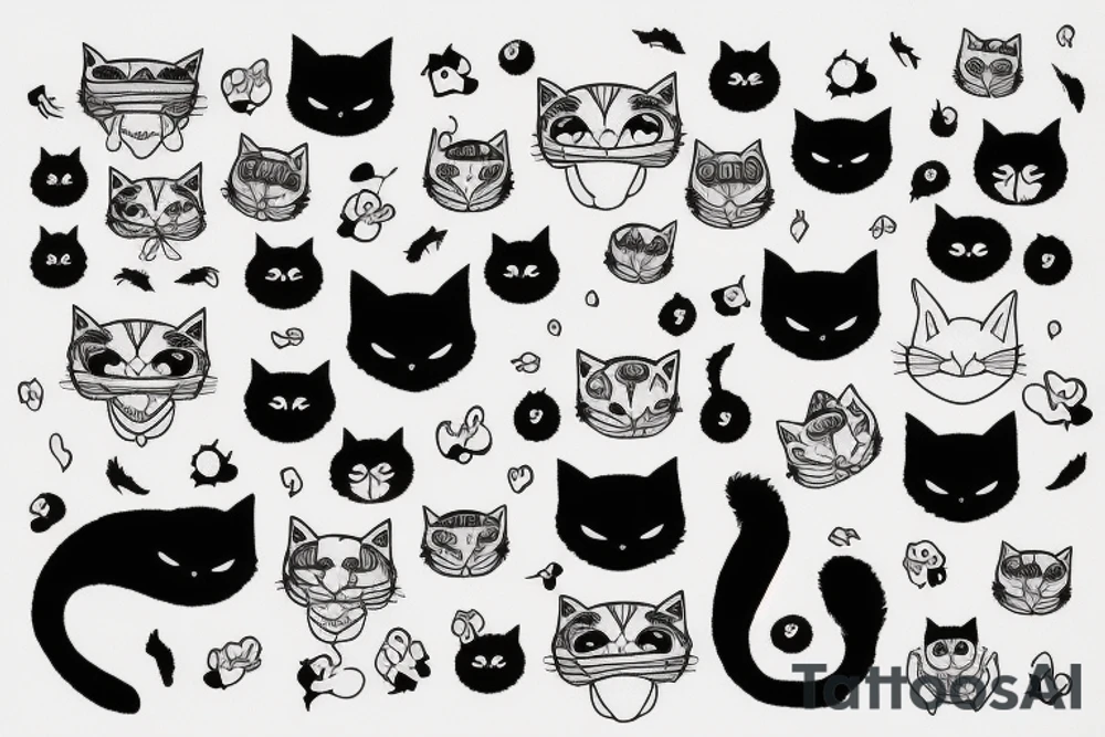 Black cat with funny and sweater tattoo idea