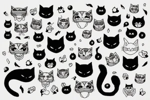 Black cat with funny and sweater tattoo idea