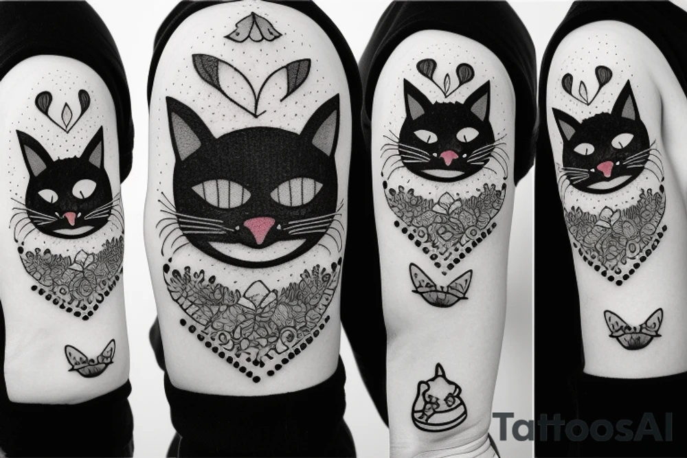 Black cat with funny and sweater tattoo idea