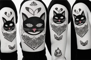 Black cat with funny and sweater tattoo idea