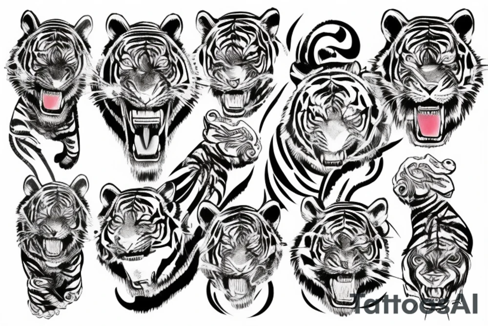 Deep tiger scratch mark with a monster looking through it tattoo idea