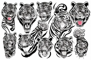 Deep tiger scratch mark with a monster looking through it tattoo idea