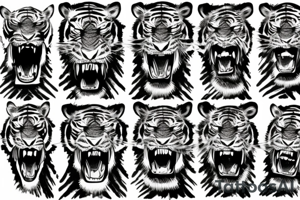 Deep tiger scratch mark with a monster looking through it tattoo idea