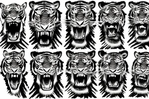 Deep tiger scratch mark with a monster looking through it tattoo idea