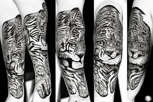 Deep tiger scratch mark with a monster looking through it tattoo idea