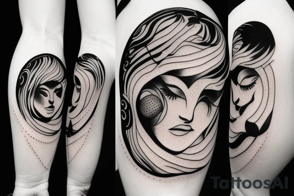 girl holding earth as a ballon tattoo idea