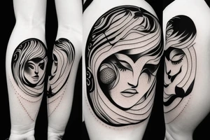 girl holding earth as a ballon tattoo idea