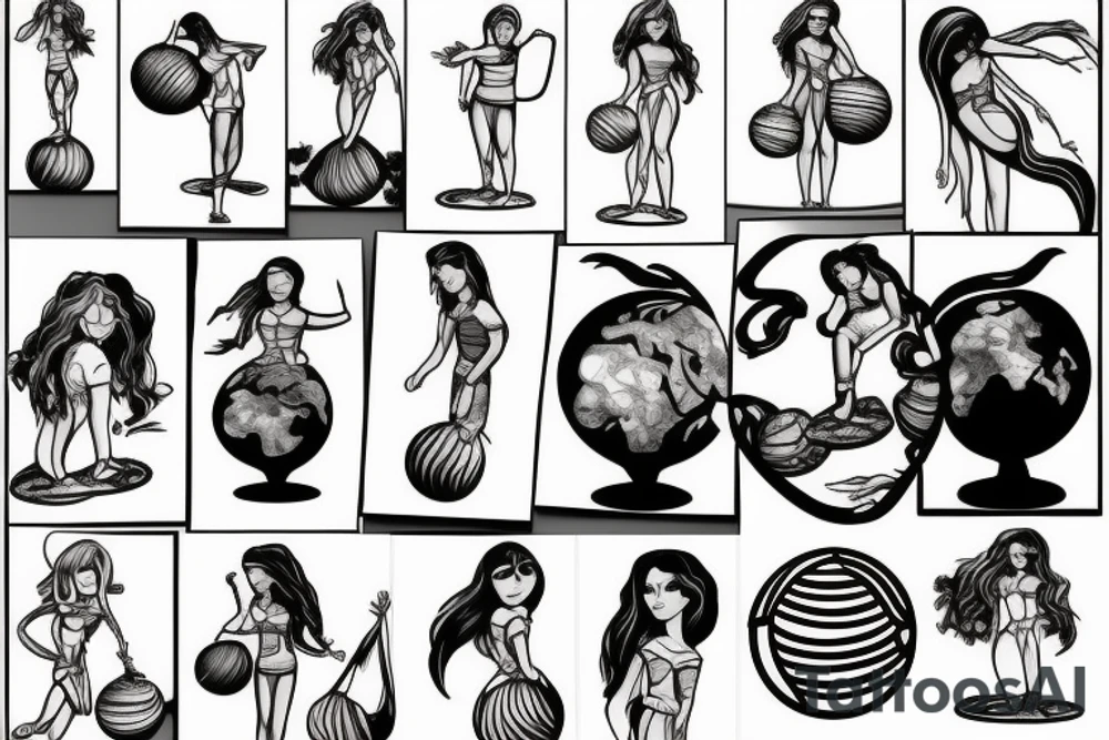 girl holding earth as a ballon tattoo idea