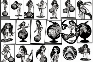 girl holding earth as a ballon tattoo idea