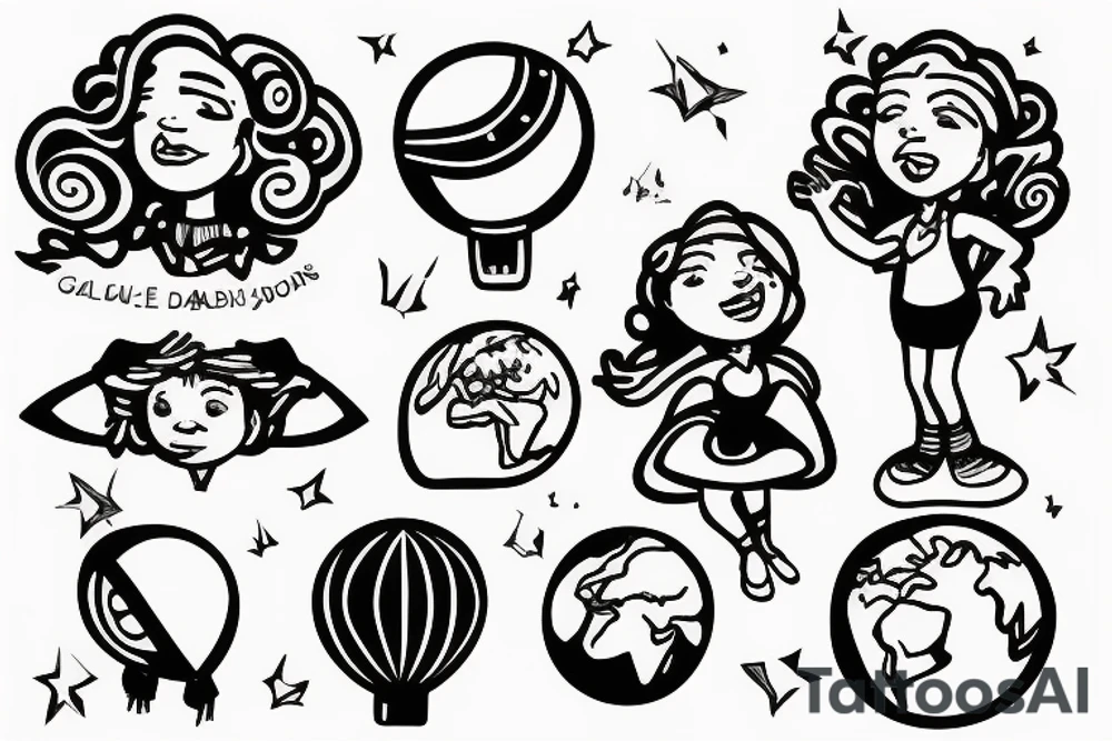 girl holding earth as a balloon tattoo idea