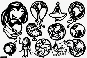 girl holding earth as a balloon tattoo idea