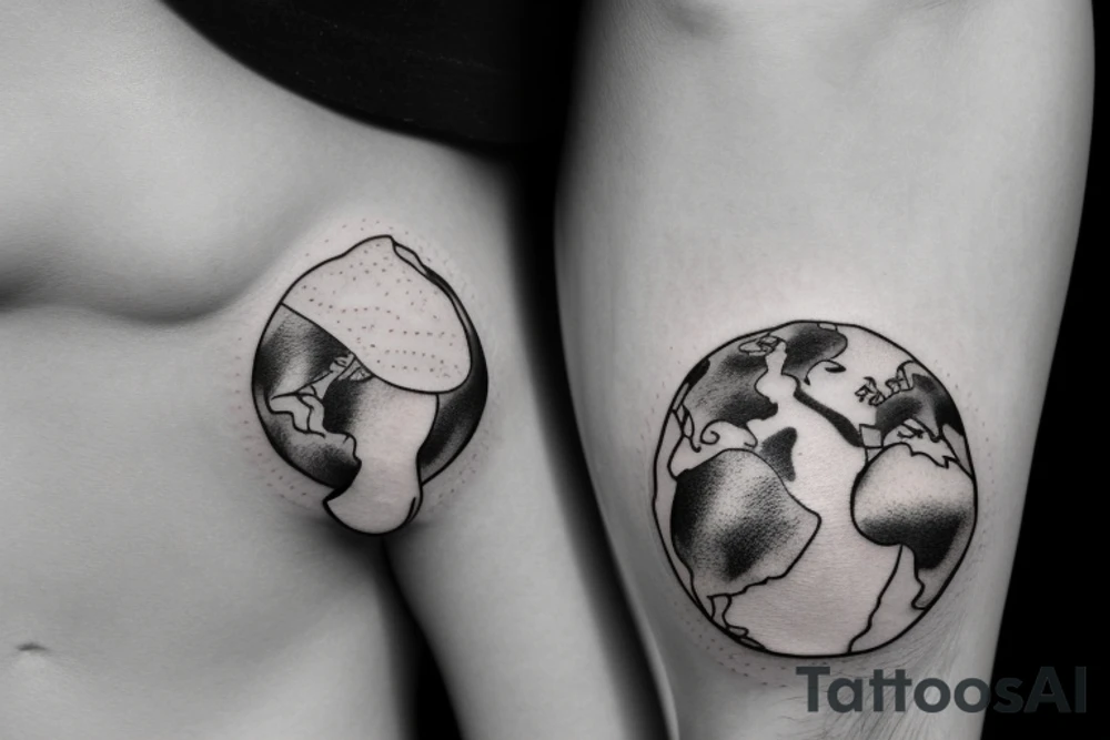 girl holding earth as a balloon tattoo idea
