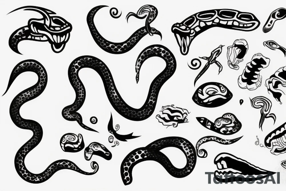Snake head with tongue out tattoo idea