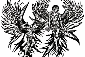 archangel michael vanquishing Luzifer tattoo idea