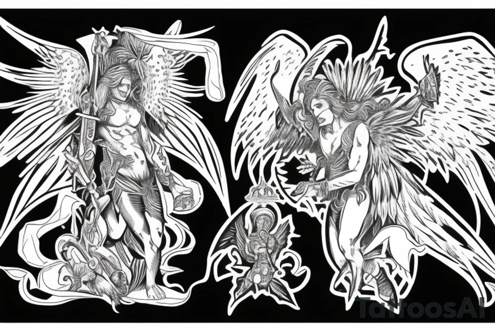 archangel michael vanquishing Luzifer tattoo idea