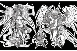 archangel michael vanquishing Luzifer tattoo idea