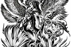 archangel michael vanquishing Luzifer tattoo idea