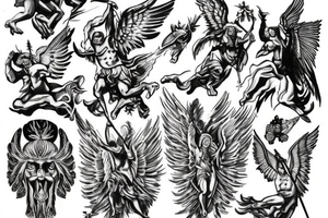 archangel michael vanquishing Luzifer tattoo idea