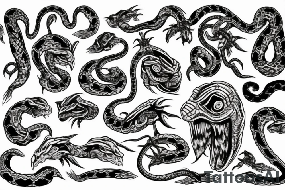 medetatin skeliton with a snake tattoo idea