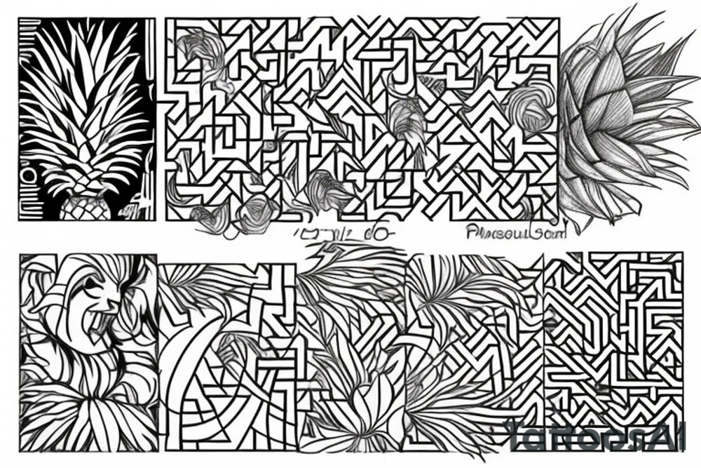a maze thats inside a pineapple tattoo idea