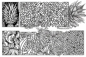 a maze thats inside a pineapple tattoo idea