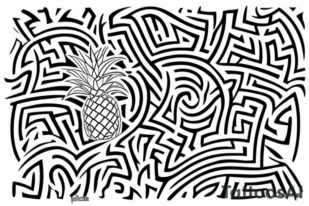 a maze thats inside a pineapple tattoo idea