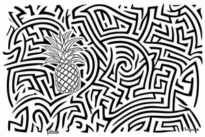 a maze thats inside a pineapple tattoo idea