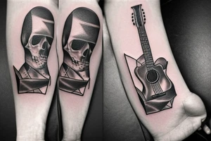 Tribute to fallen soldier with guitar instead of rifle tattoo idea
