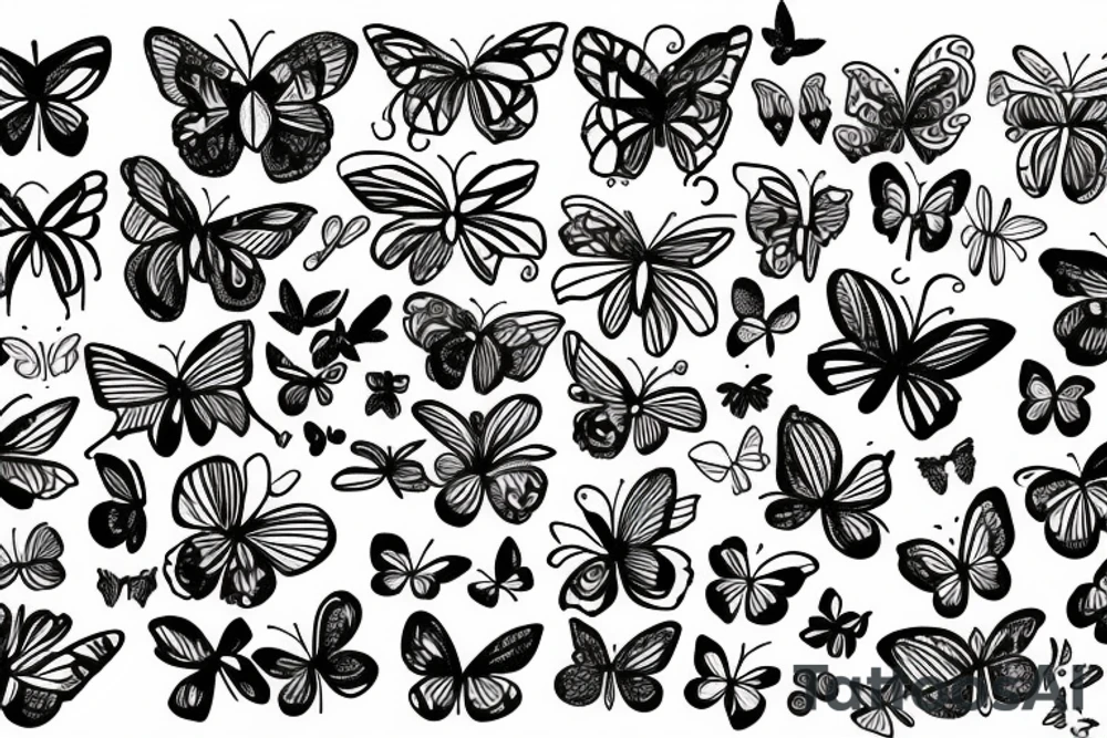 butterflies and floral around vines going up vertically tattoo idea