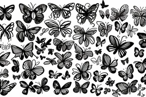 butterflies and floral around vines going up vertically tattoo idea