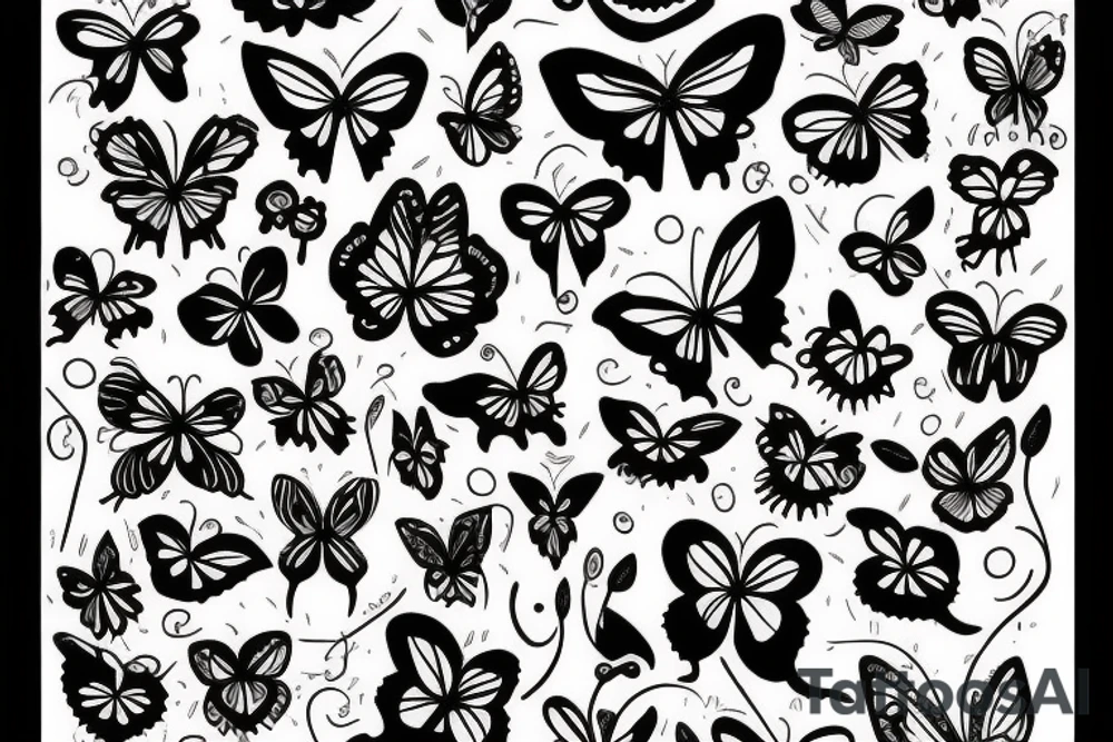 butterflies and floral around vines going up on back tattoo idea