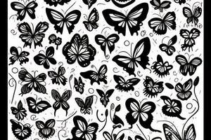 butterflies and floral around vines going up on back tattoo idea
