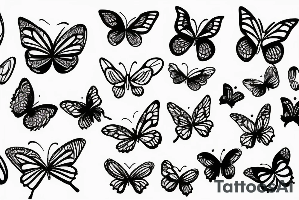 butterflies and floral tattoo idea