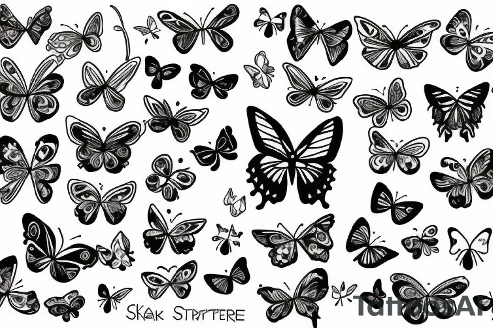 butterflies and floral tattoo idea