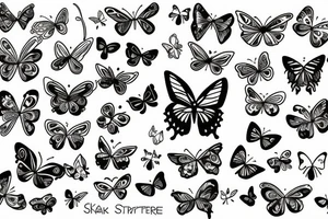 butterflies and floral tattoo idea