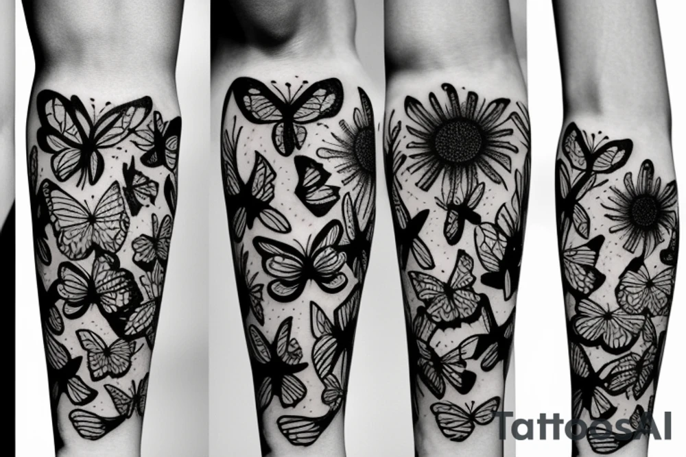 butterflies and flowers tattoo idea
