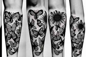 butterflies and flowers tattoo idea