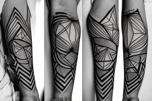 Geometric nature forearm sleeve tattoo idea