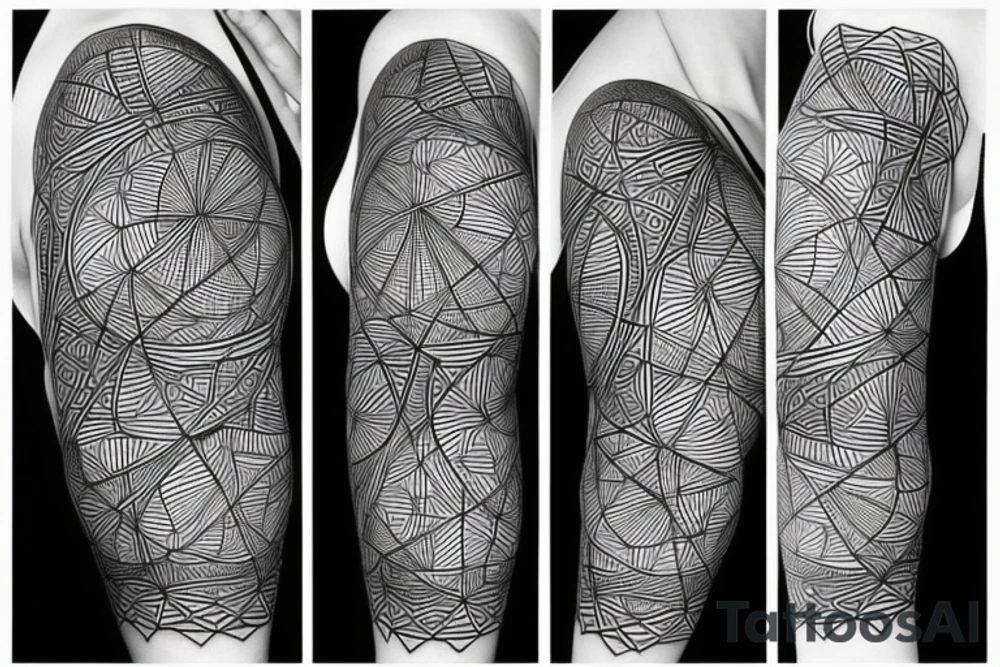 Geometric nature forearm sleeve tattoo idea