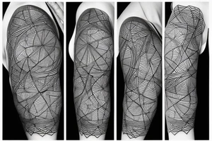 Geometric nature forearm sleeve tattoo idea