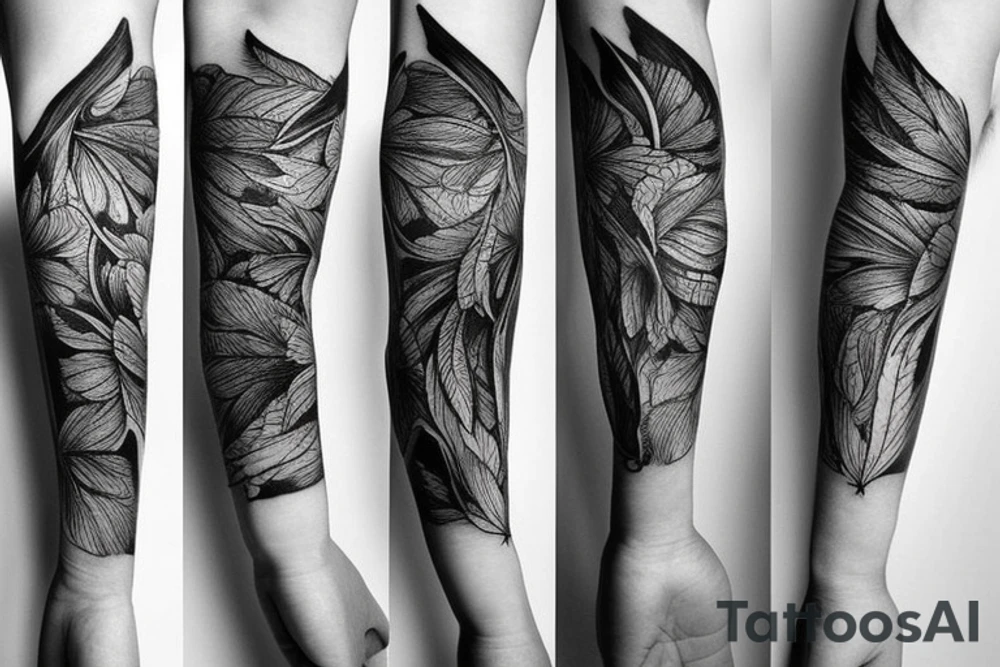 nature forearm sleeve tattoo idea