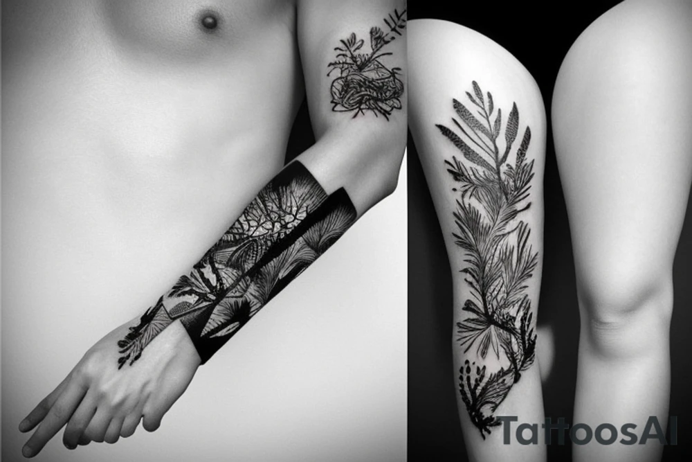nature forearm sleeve tattoo idea
