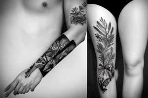 nature forearm sleeve tattoo idea